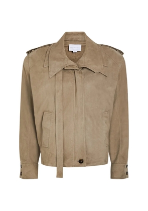 Stella McCartney epaulette-detail suede-effect jacket - Neutrals