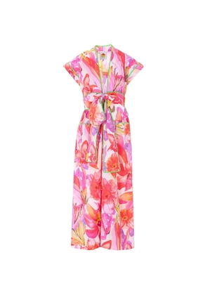FARM Rio Artsy Flora bow-detail midi dress - Pink