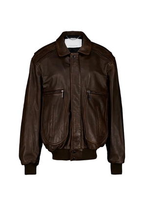 Rabanne quilted-shoulder leather jacket - Brown
