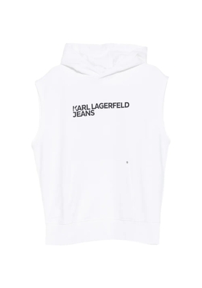 Karl Lagerfeld Jeans sleeveless logo-print hoodie - White