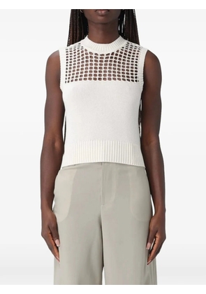 Armani Exchange open-knit sleeveless top - White