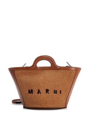 Marni Tropicalia leather-trim tote bag - Brown