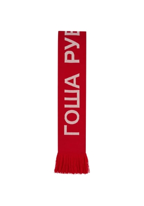 Gosha Rubchinskiy logo-knit fringed scarf - Red