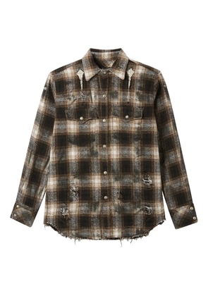 THUG CLUB plaid shirt - Brown