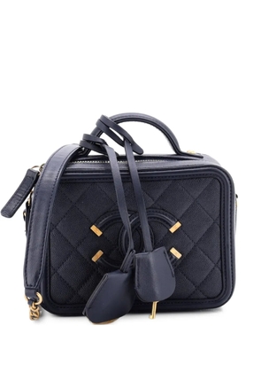 CHANEL Pre-Owned Filigree Vanity Case Quilted Caviar Small satchel - Blue