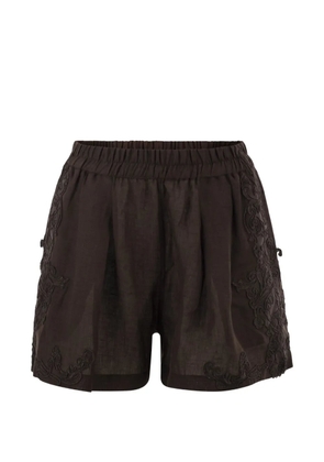 MAURIZIO MYKONOS embroidered elasticated-waist shorts - Brown