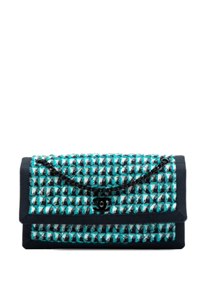 CHANEL Pre-Owned 2015-2016 CC Multicolor Quilted Tweed Accordion Houndstooth Flap shoulder bag - Blue