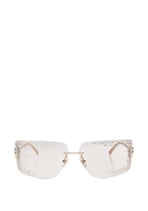 Jimmy Choo crystal-embellished rimless sunglasses - Brown