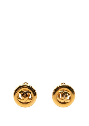 CHANEL Pre-Owned 1950-1970 CC Gold Plated Round Clip on Earrings costume earrings
