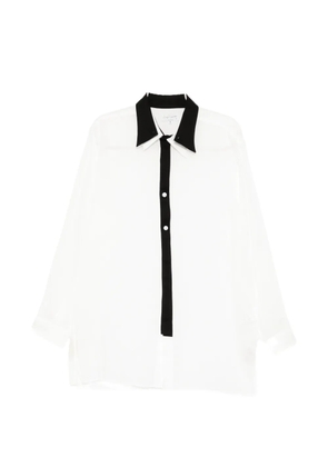 Yohji Yamamoto contrast-trim sheer shirt - White