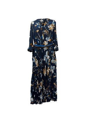 BOSS floral-print belted dress - Blue