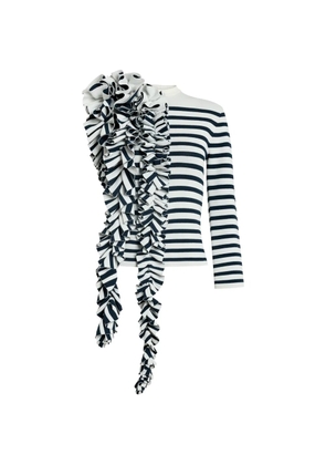 A.W.A.K.E. Mode ruffled-detail striped-pattern top - White