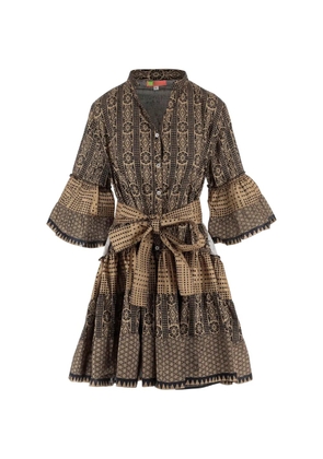 PEP'S geometric-pattern ruffled dress - Neutrals