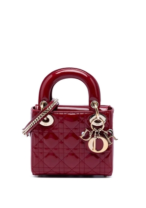 Christian Dior Pre-Owned 2018 Mini Patent Cannage Lady Dior satchel - Red