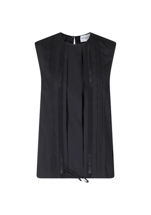 Isabelle Blanche lace-trim pintuck-detail blouse - Black