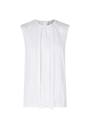 Isabelle Blanche lace-trimmed pleated blouse - White