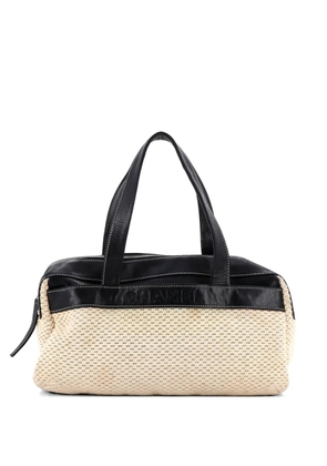 CHANEL Pre-Owned Lax Bowler Bag Leather and Woven Fabric handbag - Black