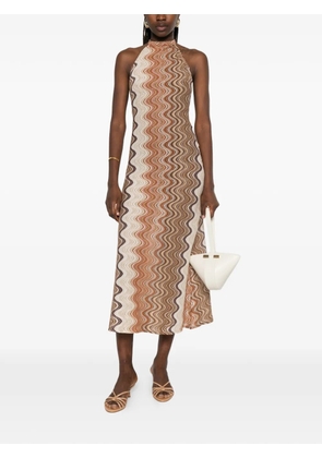 MC2 Saint Barth Tony R chevron-knit halterneck dress - Neutrals