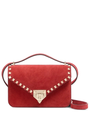 Valentino Garavani Rockstud small suede crossbody bag - Red