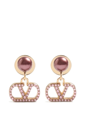 Valentino Garavani VLogo Signature earrings in metal, pearl and Swarovski® crystals - Gold
