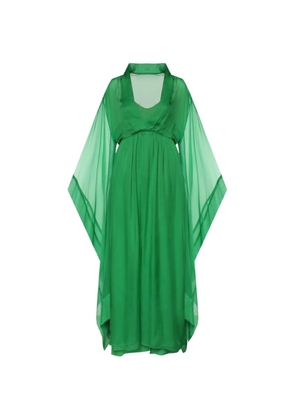 Alberta Ferretti sheer-panelled silk maxi dress - Green