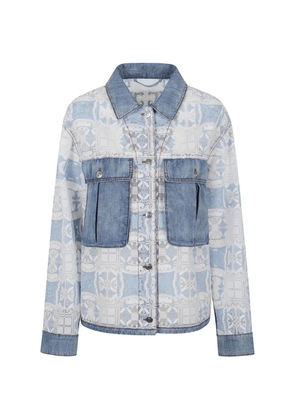 Ermanno Scervino lace-panelled denim jacket - White