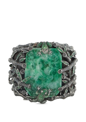 Wendy Yue jade and diamond cuff bracelet - Silver