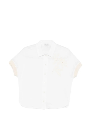 PANICALE sequin-embellished floral-embroidered shirt - White