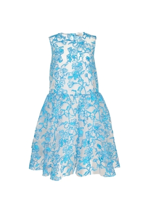 CAROLINE HU floral-embroidered mesh dress - White