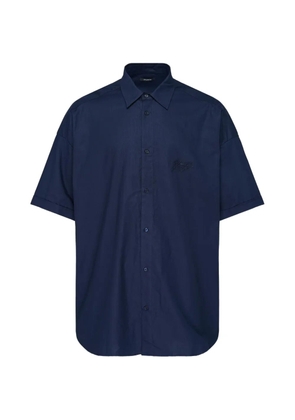 Balmain logo-embroidered short-sleeve shirt - Blue