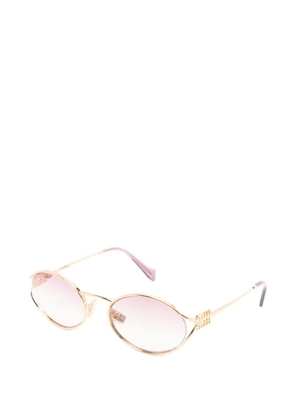 Miu Miu Eyewear logo-plaque oval-frame sunglasses - Gold