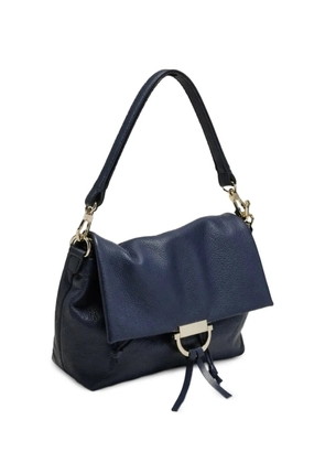Poche Paris pebbled-leather foldover tote bag - Blue