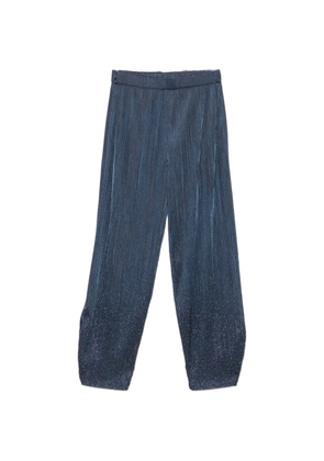 Giorgio Armani plissé-effect crystal-embellished trousers - Blue