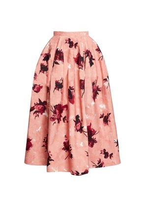 ERDEM floral-print pleated midi skirt - Pink