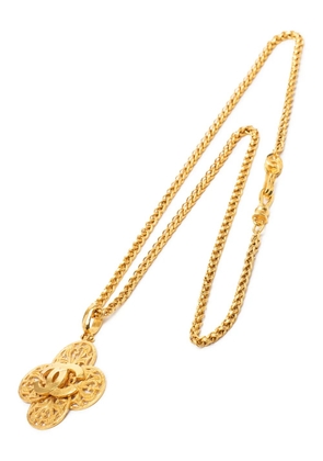 CHANEL Pre-Owned 1995 CC Gold Plated Clover Pendant Necklace costume necklace