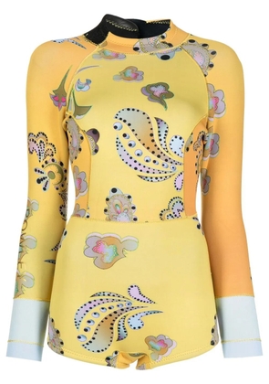 Cynthia Rowley paisley-print long-sleeve wetsuit - Yellow