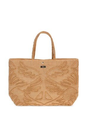 Herno embroidered jute tote bag - Neutrals