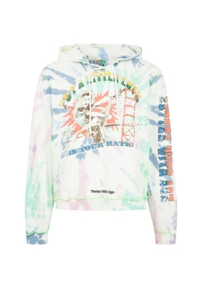 Better with Age tie-dye graphic-print hoodie - White