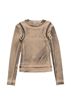 Acne Studios logo-print long-sleeve T-shirt - Neutrals