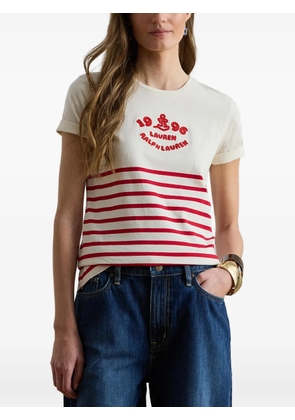 Lauren Ralph Lauren logo-embroidered striped T-shirt - Neutrals