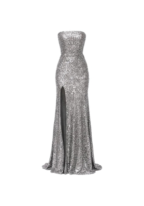 ROSERRY Cannes sequin-embellished lace-up maxi dress - Silver