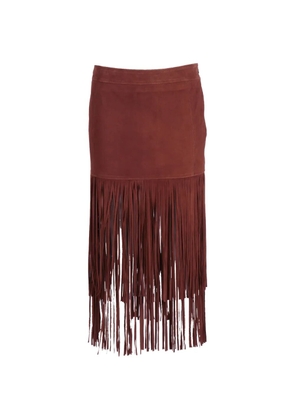 Ermanno Scervino fringe-trim suede skirt - Brown