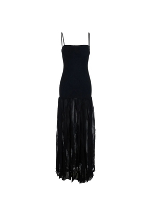 Hunza G Hybrid crinkled-finish flared maxi dress - Black