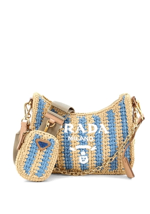 Prada Pre-Owned Re-Edition 2005 Shoulder Bag Striped Raffia Small hobo bag - Blue