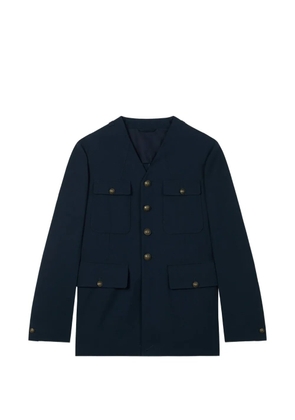 Kenzo collarless pocket-details button-up jacket - Blue