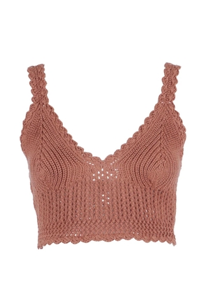 Ermanno Scervino crochet-knit scalloped-edge top - Brown
