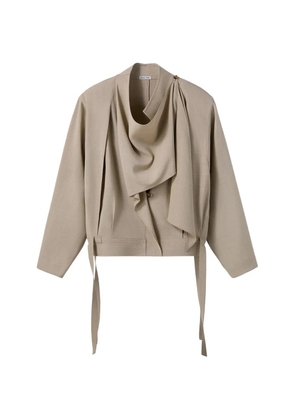 Recto draped scarf-detail jacket - Neutrals