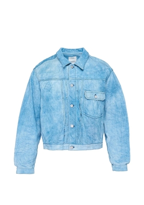 visvim pleated leather jacket - Blue