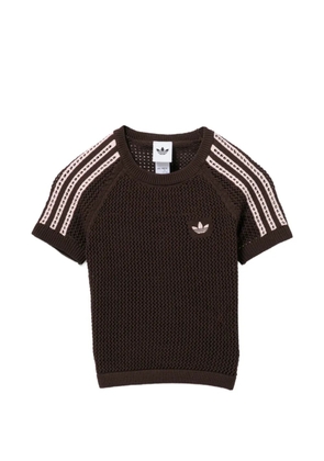 adidas crochet short-sleeves top - Brown