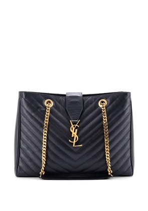 Saint Laurent Pre-Owned Classic Monogram Shopper Matelasse Chevron Leather Large tote bag - Blue